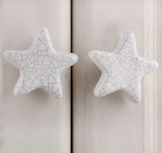 White Star Crackle Ceramic Knob